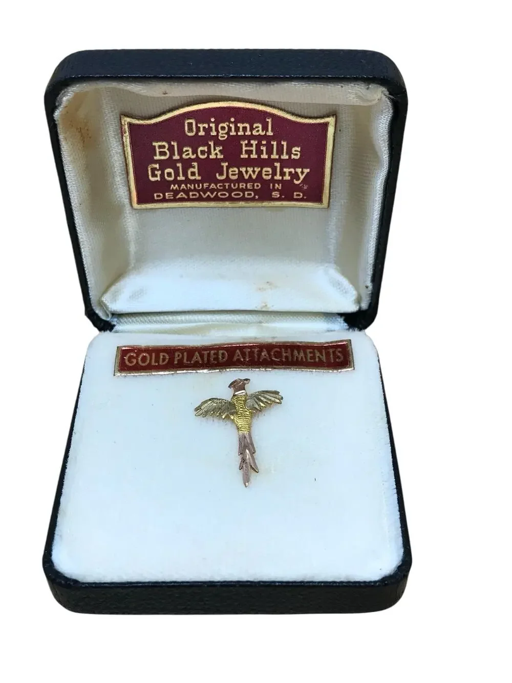 Black Hills Gold Phesant Bird Lapel Pin Tie Tack 10k 1.87g NOS